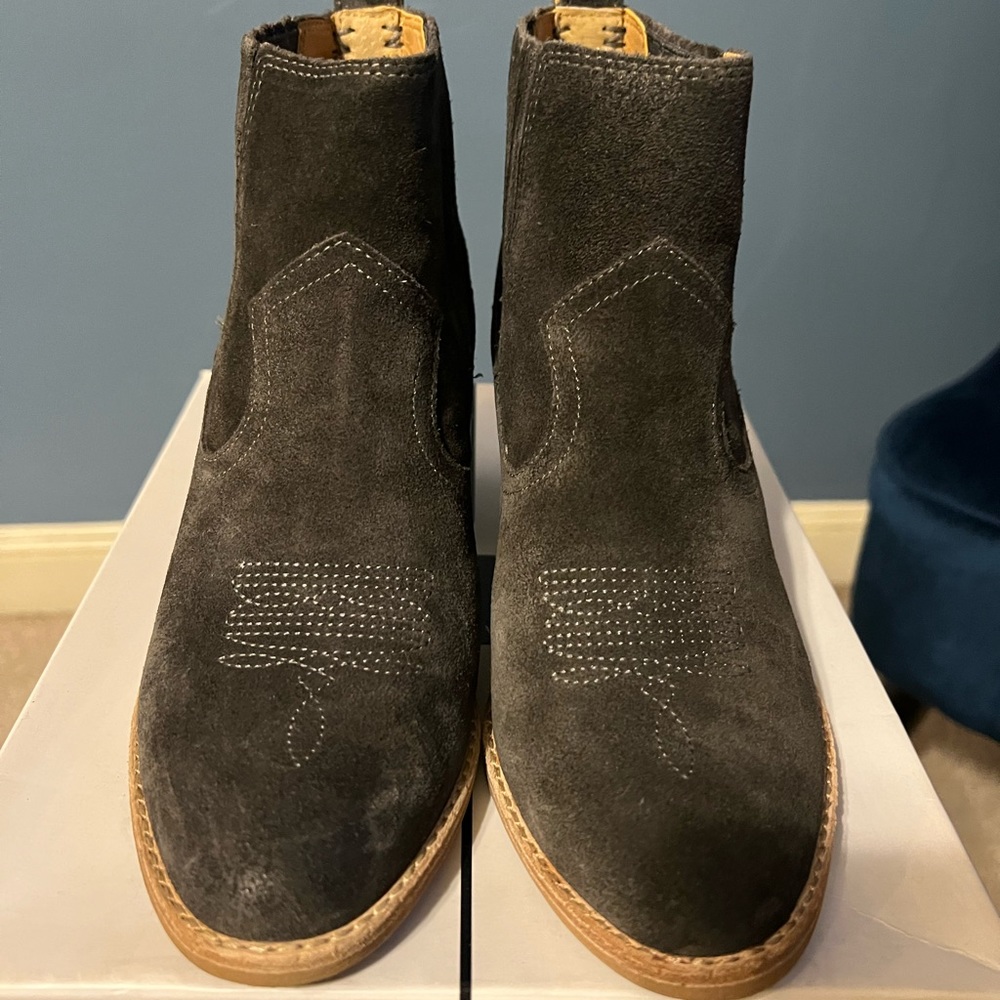 Dolce Vita gray suede ankle boots.